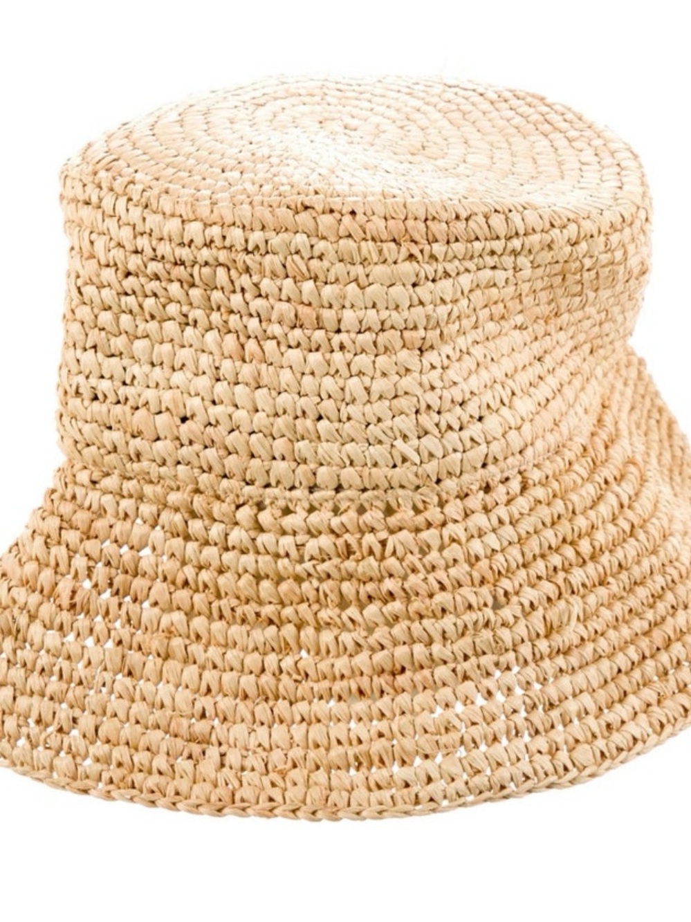 Janessa Leone Natural Crochet Straw Bucket Hat